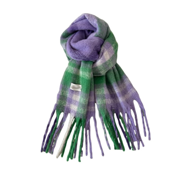 Splozh Winter Women Warm Scarf Women's Long Plaid Blanket Scarf Thick Winter and Autumn Warm Scarf Plaid Scarf Wrap Shawl Women's Gift Purple,One Size
