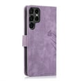 thumbnail image 4 of Mantto for Samsung Galaxy S23 Ultra Embossed Pattern Wallet Case with Wrist Strap, Premium Retro PU Leather Magnetic Flip Kickstand Function Credit Card Holder Shockproof Slim Phone Case,Purple, 4 of 7