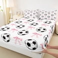 thumbnail image 4 of Erosebridal Cartoon Football Print Girls Bed Sheets,Kawaii Bows Cute Bow-Tie King Sheets For Kids 4 Pieces, 4 of 6
