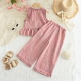 thumbnail image 4 of kpoplk Toddler Girl Clothes Baby Summer Outfits Sleeveless Crew Collar Ruffled Tank Tops Bow Shorts 2 Pieces Set Size 6-7 Years,Red, 4 of 9