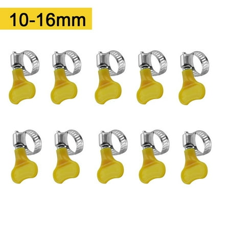 Homena Hose Clamp Adjustable Yellow Plastic Handle Hand Wriggle Hose Clamp Pipe Clip Home Hardware Accessories 10PCS 10-38mm