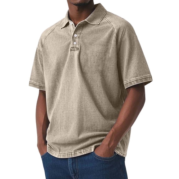 COSFO Solid Big and Tall Polo Shirts for Men Casual Short Sleeve Vintage Classic T-Shirt Relaxed Fit Pullover Summer Collared Tops