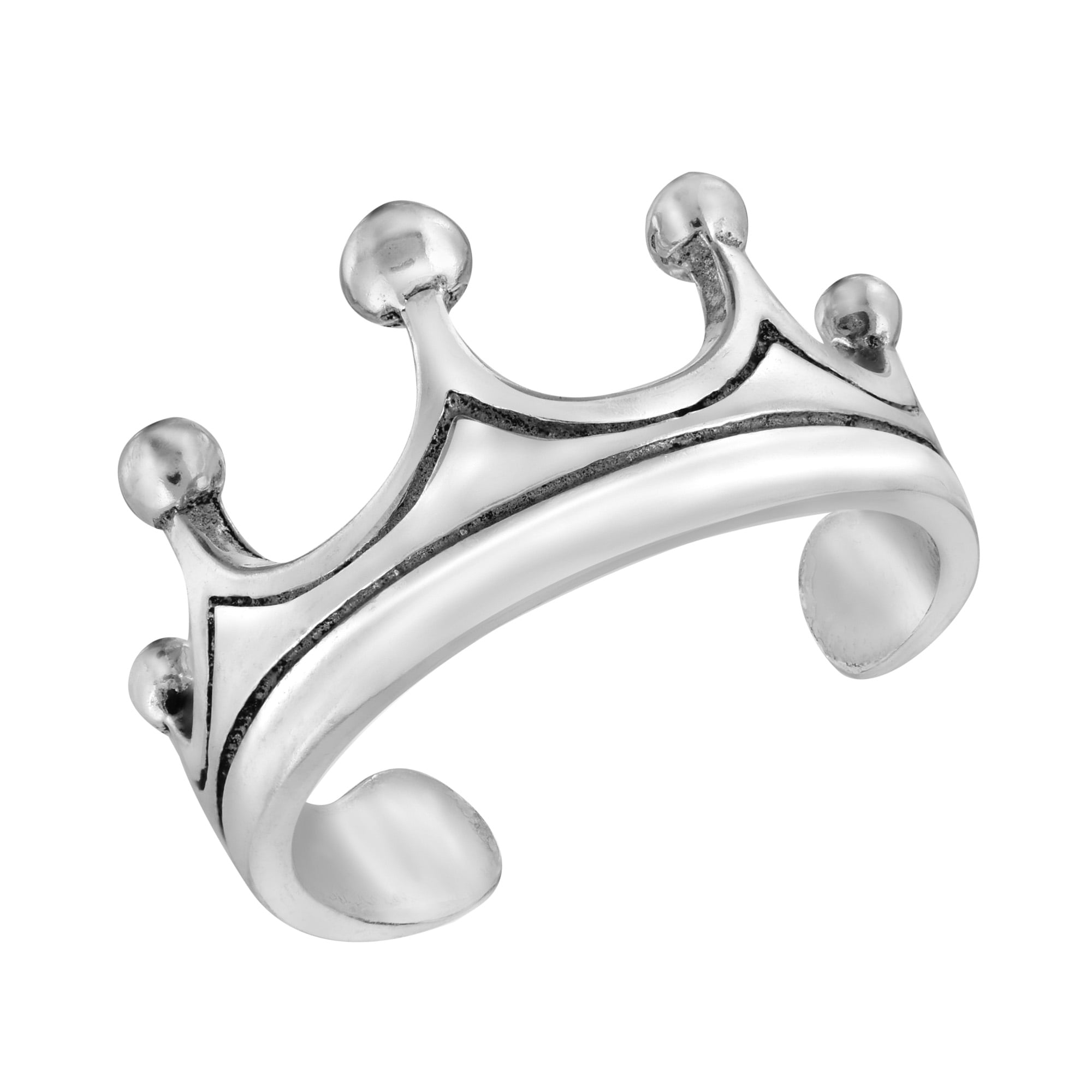 AeraVida Princess Perfect Tiara Royal Crown Sterling Silver Pinky or Toe Ring