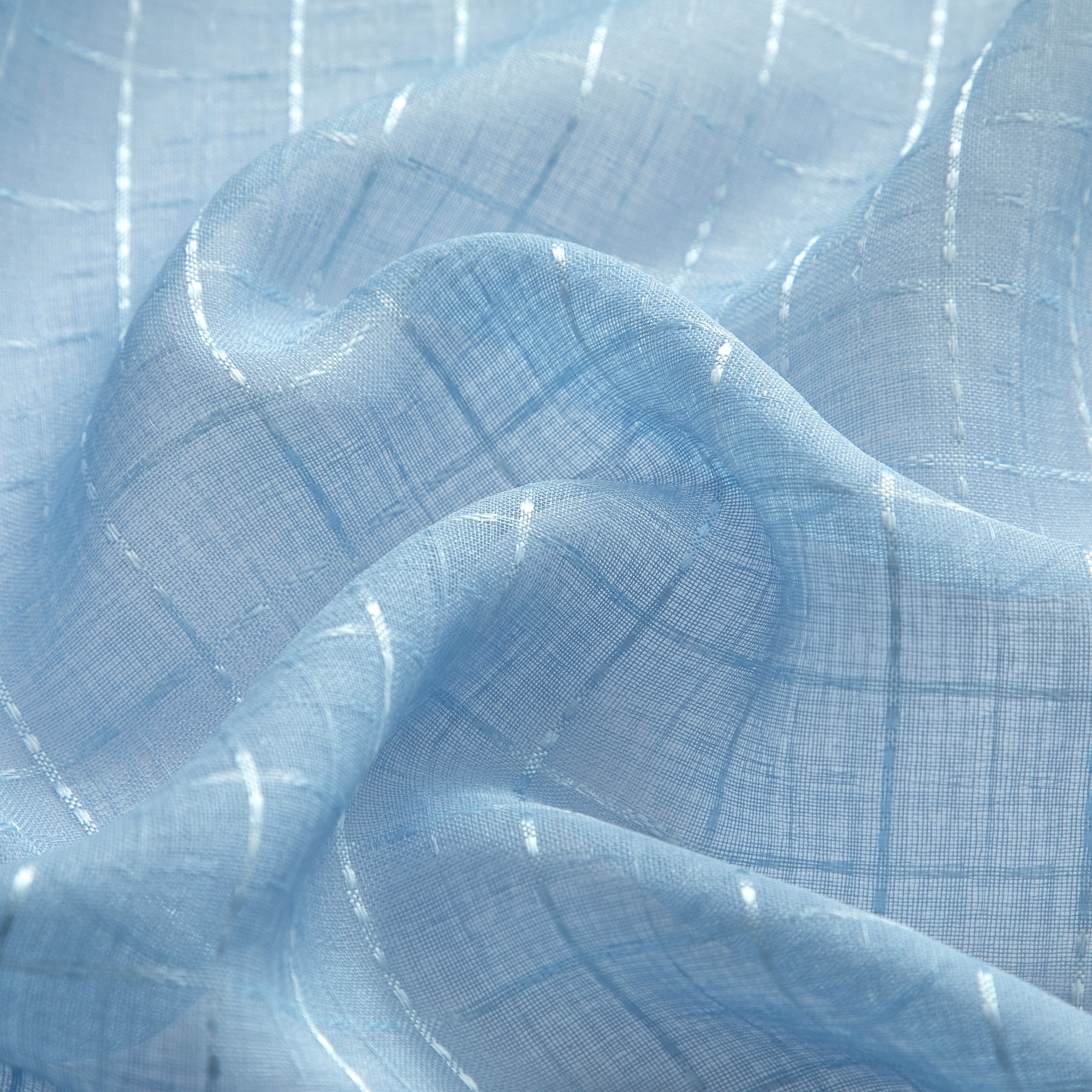 Mainstays Windowpane Sheer Curtain Panel Pair, Set of 2, Placid Blue, 38"W x 84"L