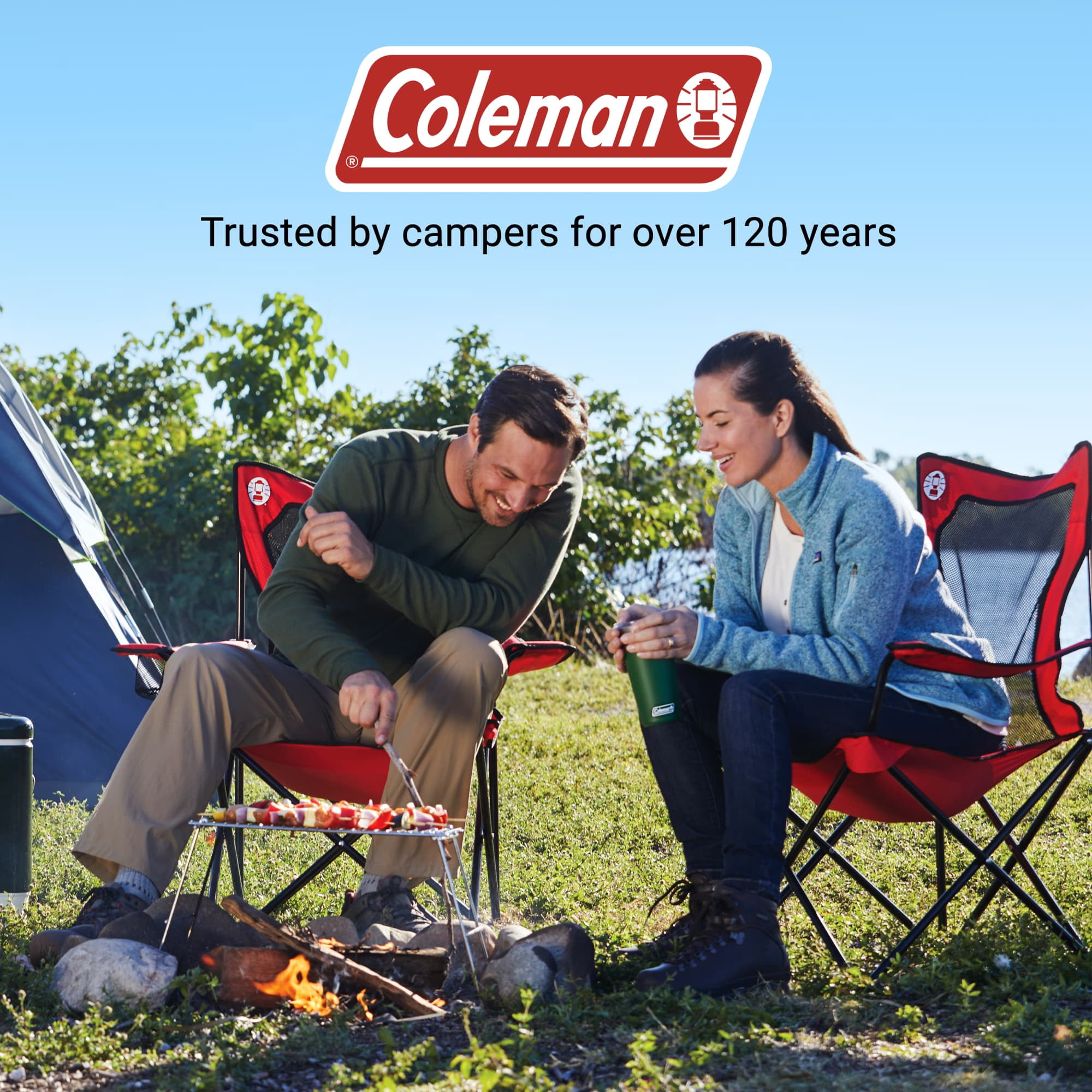 Coleman, Camping Mesh Quad Chair, Red, Extra-Wide 21.3