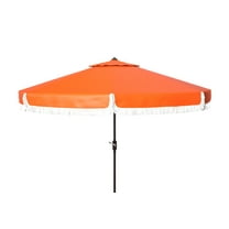 SAFAVIEH Milan 9' Market Crank Fringe Tilt Patio Umbrella, Orange