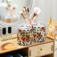 thumbnail image 3 of Yayeee 4 Pack Qtip Holder Bathroom Cotton Swab Canister with Lid Clear Dispenser Set, Large Red Floral Pattern, 3 of 6