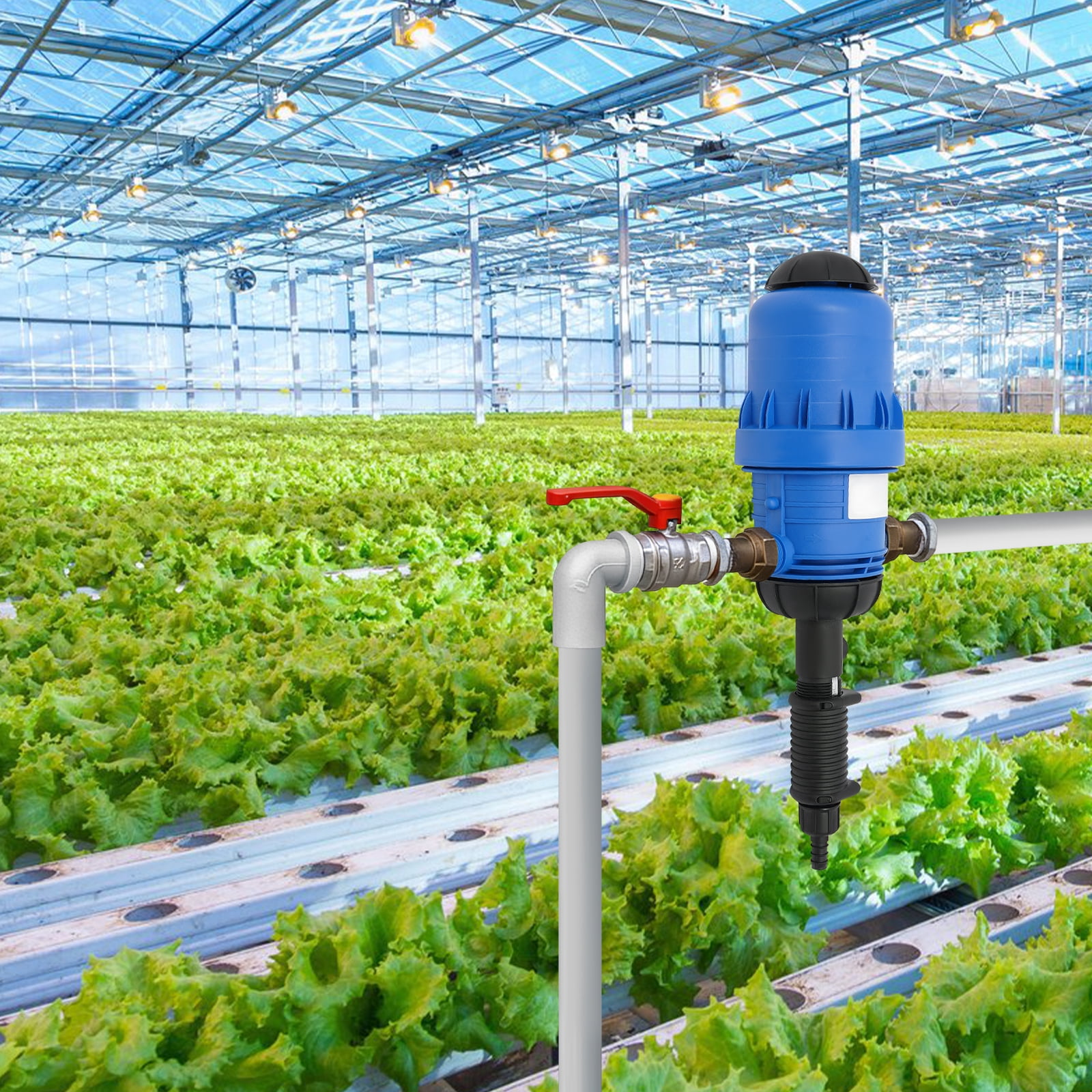 Miumaeov Drip Irrigation Injector Dosing Pump, 0.4-4% Water Powered Liquid Doser, Fertilizer Injector, 5.28-660.43Gal/H Flow, Water Powered Drip Feeder Drip Irrigation Injector