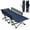 Navy, variant on Foldable Camping Cot with Headrest Mesh Side Rails Carry Bag Metal Frame for Hiking Navy