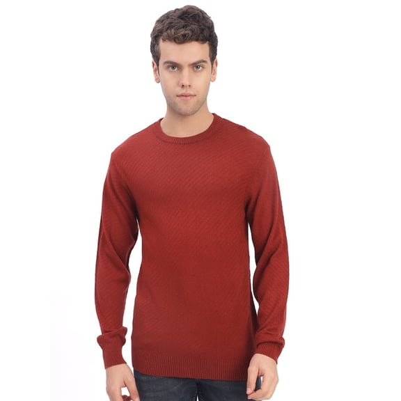 Cavardi Casual Men’s Round Neck Sweater – Rust | XXL