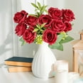 thumbnail image 6 of Artificial Silk Rose with Vase Flowers Bouquet for Wedding Home Centerpiece Table Decor, 6 of 7