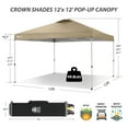 thumbnail image 3 of CROWN SHADES 12x12 Pop Up Canopy Outside Canopy Patented One Push Setup Tent Canopy Sun Shade Beige, 3 of 7