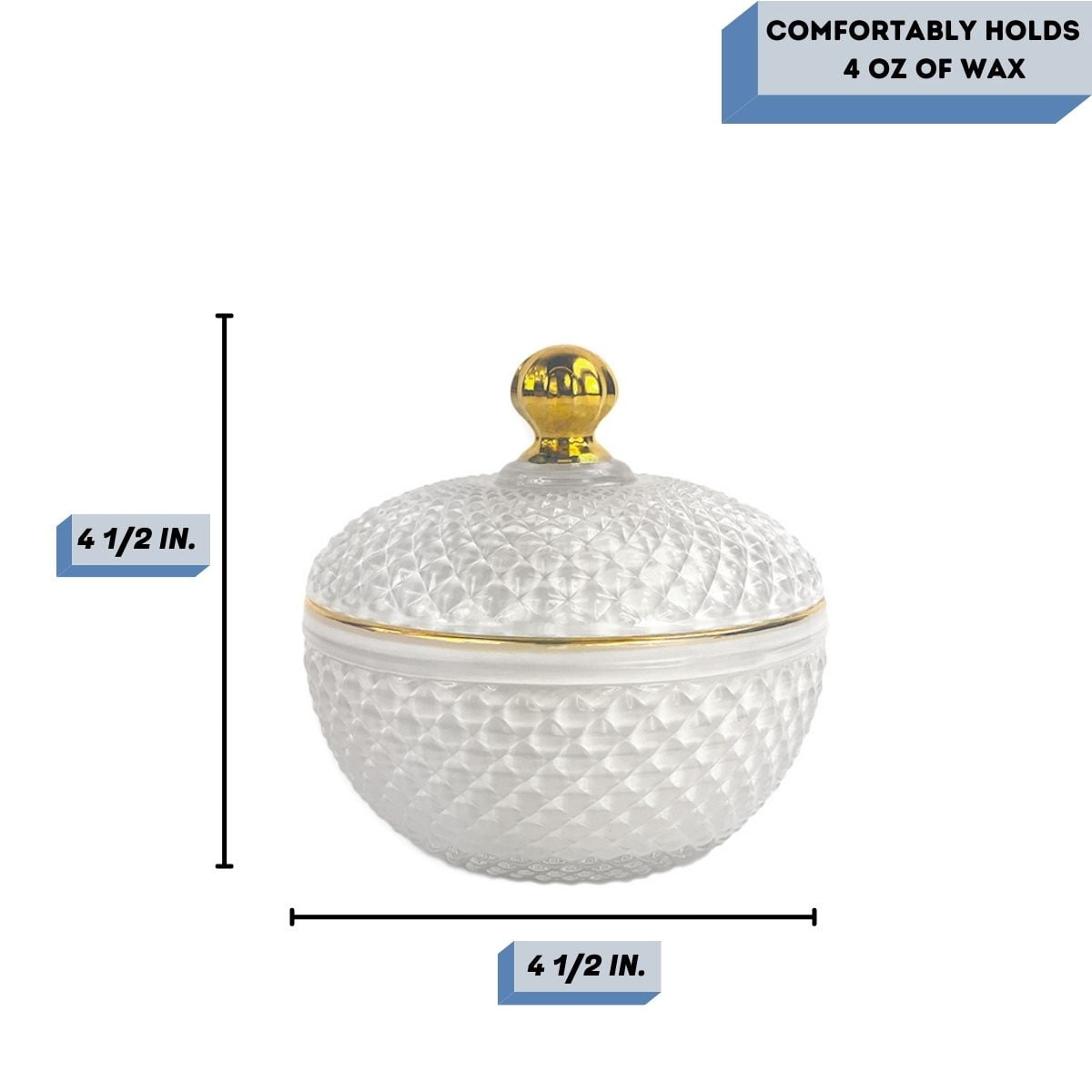4 Oz Small White/Gold Vanity Candle Glass Empty Candle Making Jar Candle Vessels For DIY Candle-Making Projects (Box of 12) FREE SHIPPING