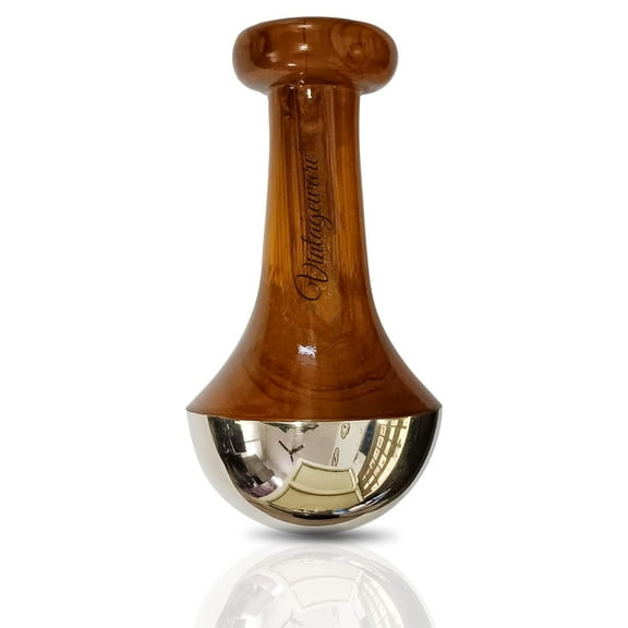 Vintageware® Luxury Acupressure Kansa Wand Massager With Teak Wood Handle For Detoxification And Deep Relaxation, Single Base Bronze Wand For Foot (Natural Brown, Single Base-Small)