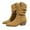Khaki, variant on Slouchy Cowboy Boots for Women Pointed Toe Stacked Heel Winter Fall Wide Mid Calf Booties Western Cowgirl Boots