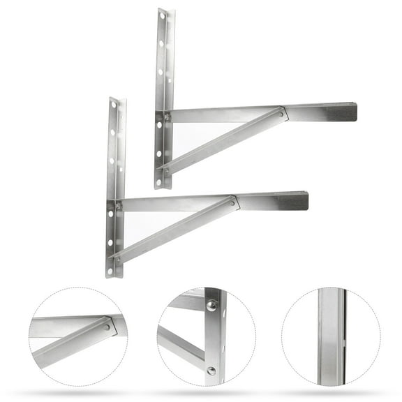 Worgeous 2Pcs Air Conditioner Support Stainless Steel Triangle Rack for Window AC Installation 11.8x16.7x0.8in