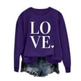 thumbnail image 1 of Penkiiy T-Shirts de la Saint-Valentin pour Femmes, Chandail en Molleton Graphique Cœur Rouge, Manches Longues, Col Rond, Chandail en Molleton de la Saint-Valentin, S Violet, 1 of 4