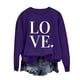 thumbnail image 1 of Penkiiy Camisetas Día de San Valentín Las mujeres aman Corazón Rojo Sudadera gráfica de manga larga Cuello Crew Valentines Tops L Púrpura, 1 of 4