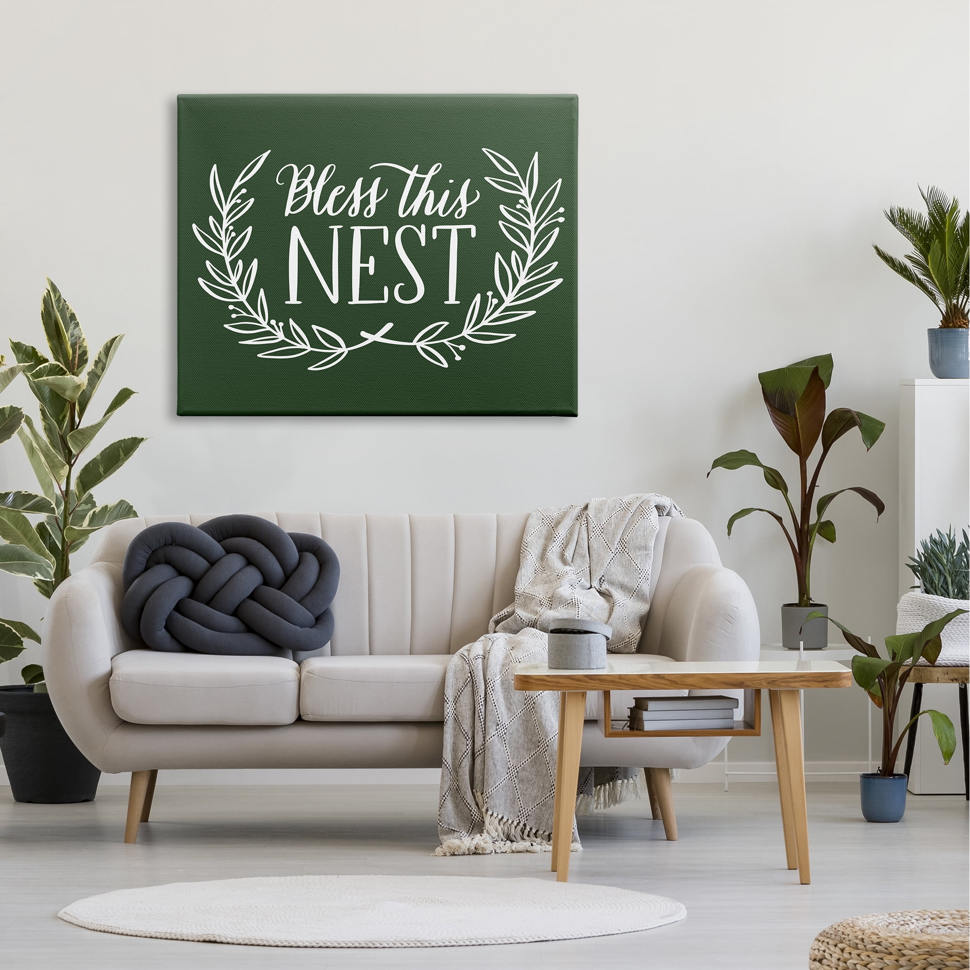 Stupell Industries Bless This Nest Laurel Wreath Crown Foliage,48 x 36, Design by Amanda McGee