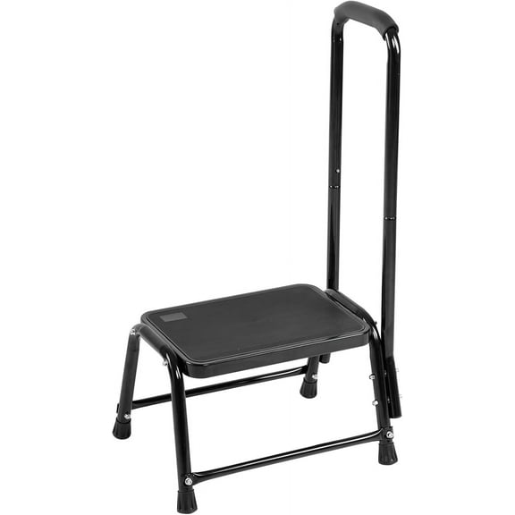 Step Stool with Handle for Adults，Seniors Heavy Duty Holds 350 lbs.Stepping Stool for Elderly Adults, Attractive Black for Kitchen