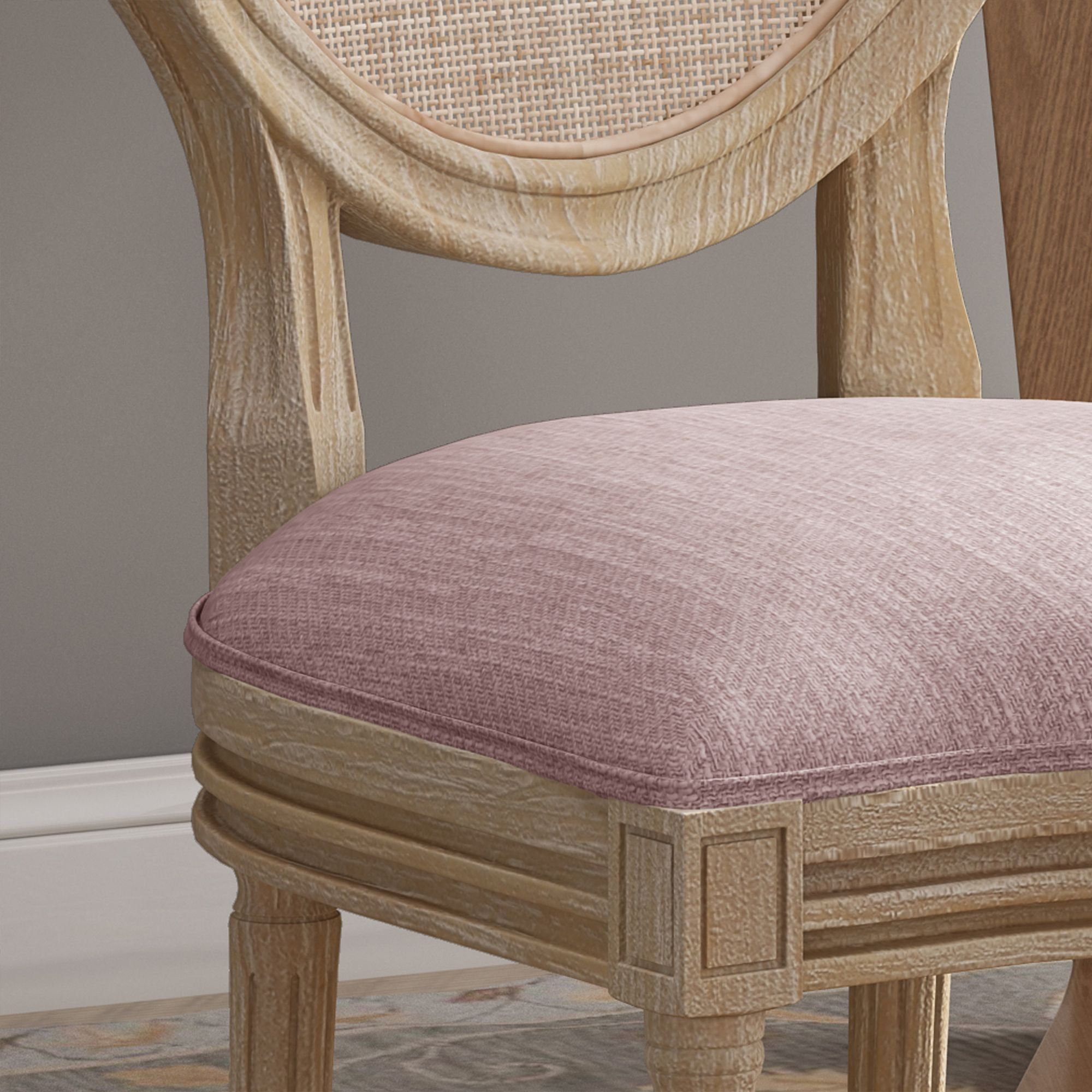 Noble House Theodore French Fabric Dining Chairs, Set of 2, Pink