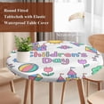 thumbnail image 3 of Children's Day Round Tablecloth 45-54 Inch Round Fitted Table Cloth with Elastic Edge, Airplanes Sailing Boats Tree Cartoon School Waterproof Table Cover Protector for Outdoor Picnic Party Dining, 3 of 9