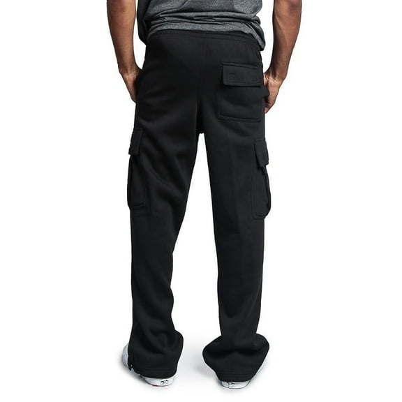 fartey Men's Baggy Plus Size Cargo Sweatpants with Multi Pockets Flex Waist Joggers Pants Casual Winter Open Bottom Drawstring Athletic Workout Fishing Pant, M-4XL