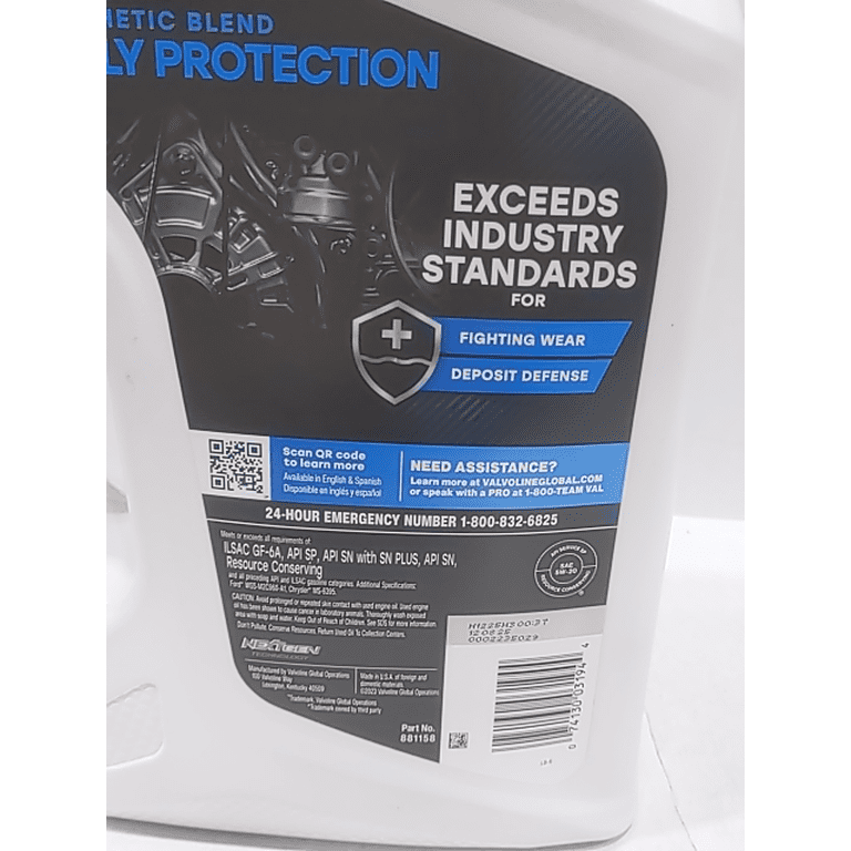 Valvoline 881158 5 qt. 5W-20 Daily Protection Conventional Motor