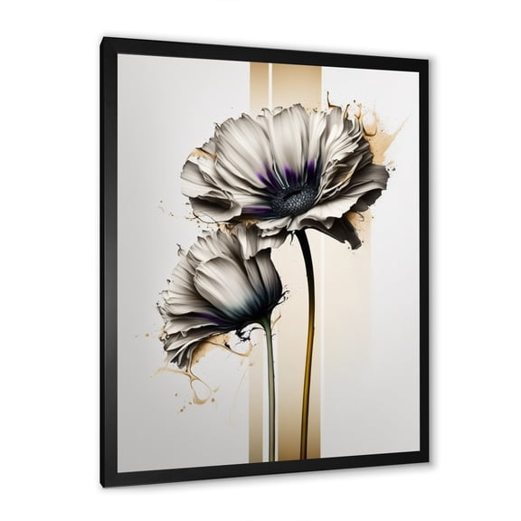 Designart 'White Gerbera Flower On Golden Beige Paint I' Canvas Wall Art