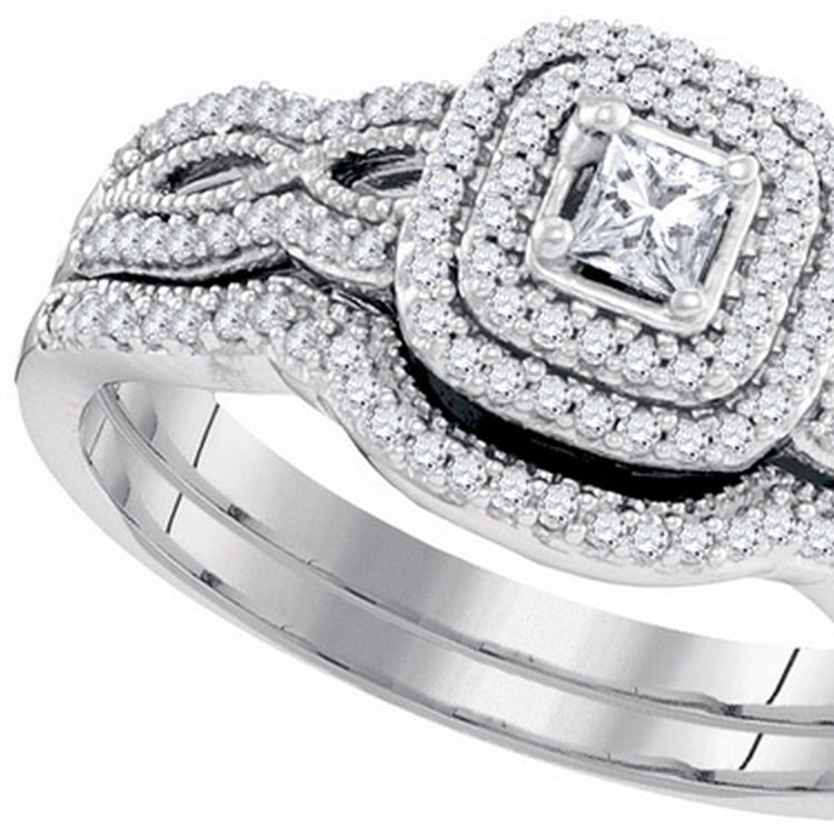 AA Jewels Size 7 10k White Gold Princess Cut Diamond