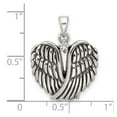thumbnail image 2 of 925 Sterling Silver Polished and Oxidized Cubic Zirconia Religious Guardian Angel Wing Love Heart Pendant Necklace 18.9x, 2 of 2