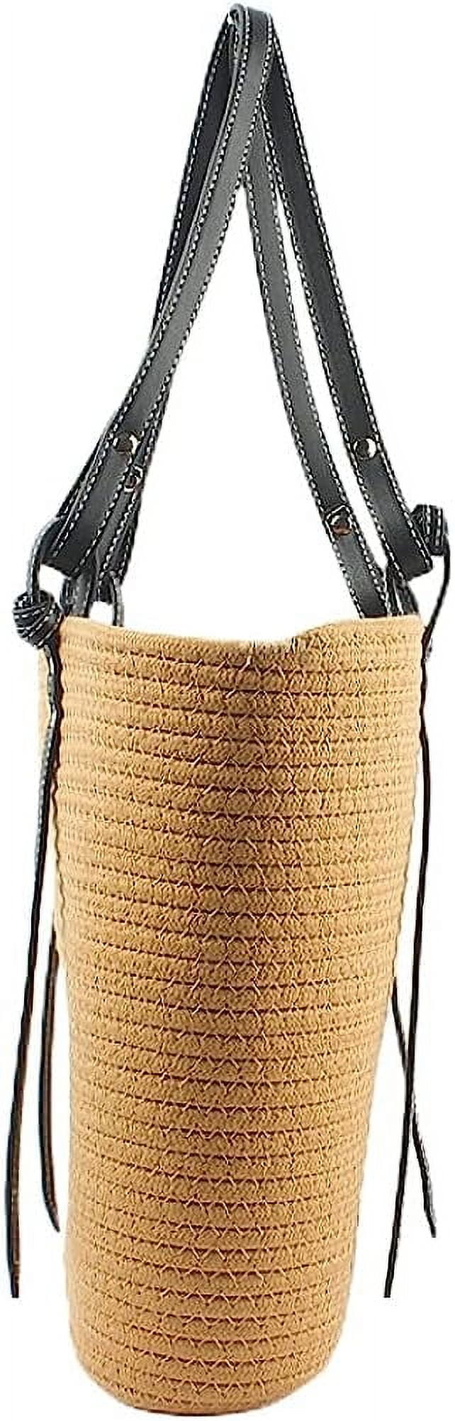 Kukuzhu Straw Tote Bag for Women Large Shoulder Bag Handwoven Handbag Purses Womens Summer Straw Beach Bag