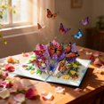 thumbnail image 3 of Tarjetas de felicitación con forma de ramo desplegable 3D con forma de mariposa CawrdWish, 3 of 7