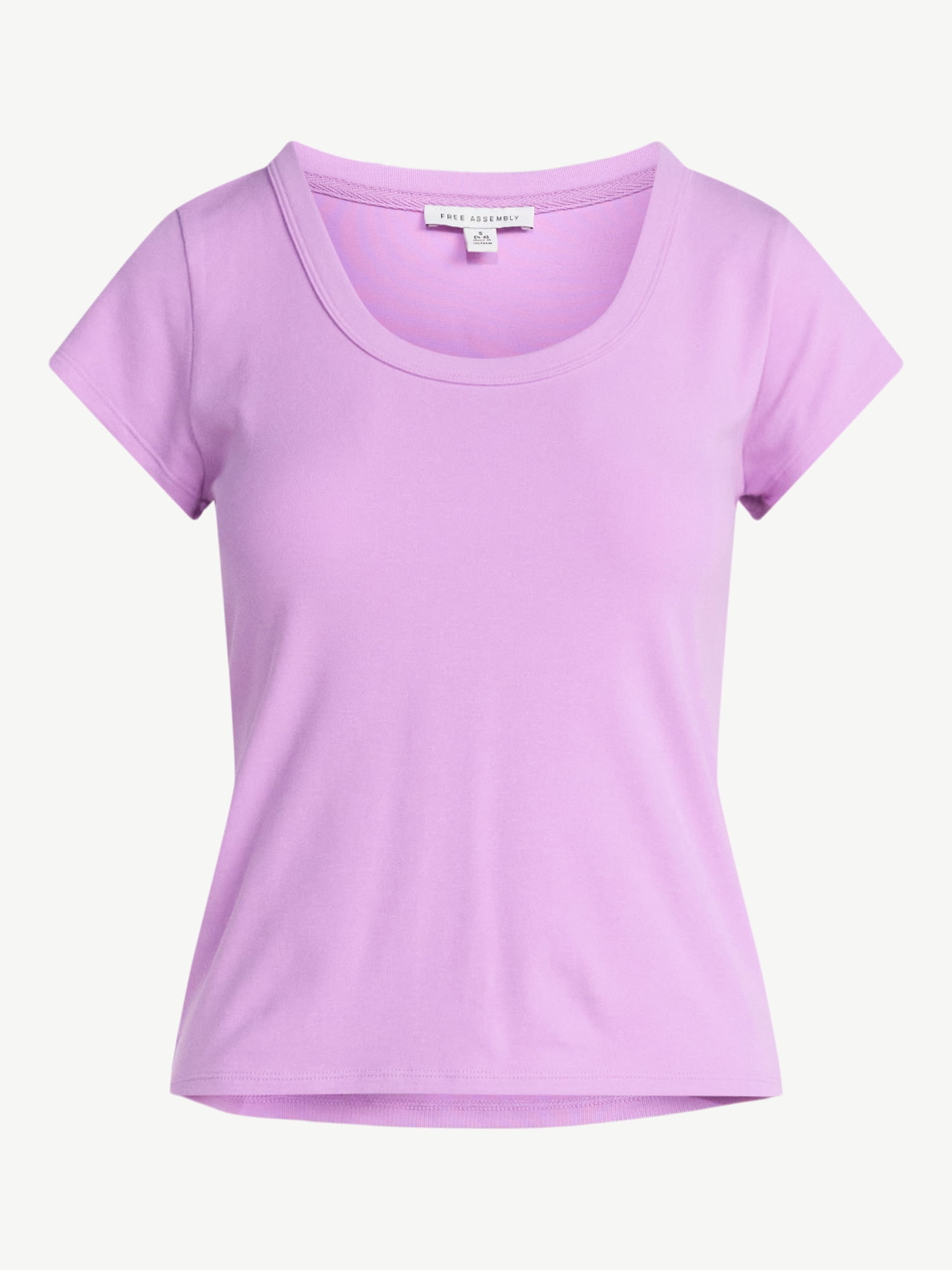 Free Assembly Women's Scoop Neck Tee with Short Sleeves, Sizes XS-XXL