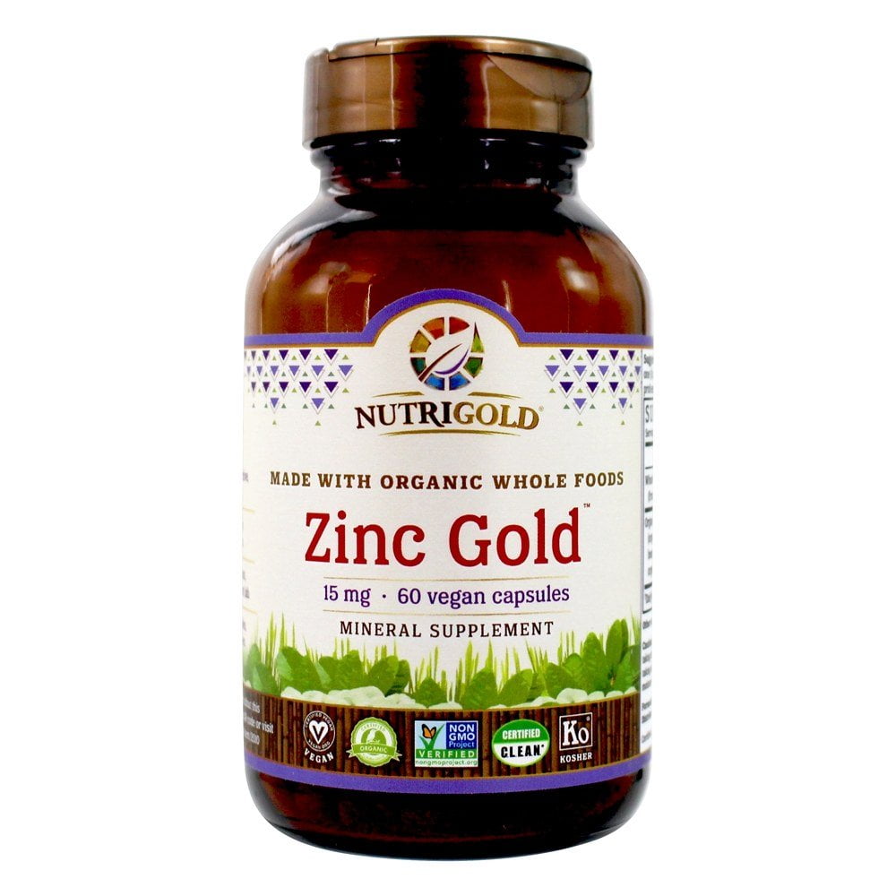 Nutrigold Zinc Gold Organic Whole Foods 15 mg. 60 Vegan Capsules