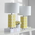 thumbnail image 4 of Safavieh Quatrefoil 15" Contemporary Ceramic Table Lamp, Yellow/White, Set of 2, 4 of 5