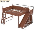thumbnail image 3 of Leumius Queen Loft Bed Frame with Storage Shelves and Wardrobe, Solid Wood Loft Bed with Detachable Slide and Ladders for Kids Teens Adults Deep Natural, 3 of 8