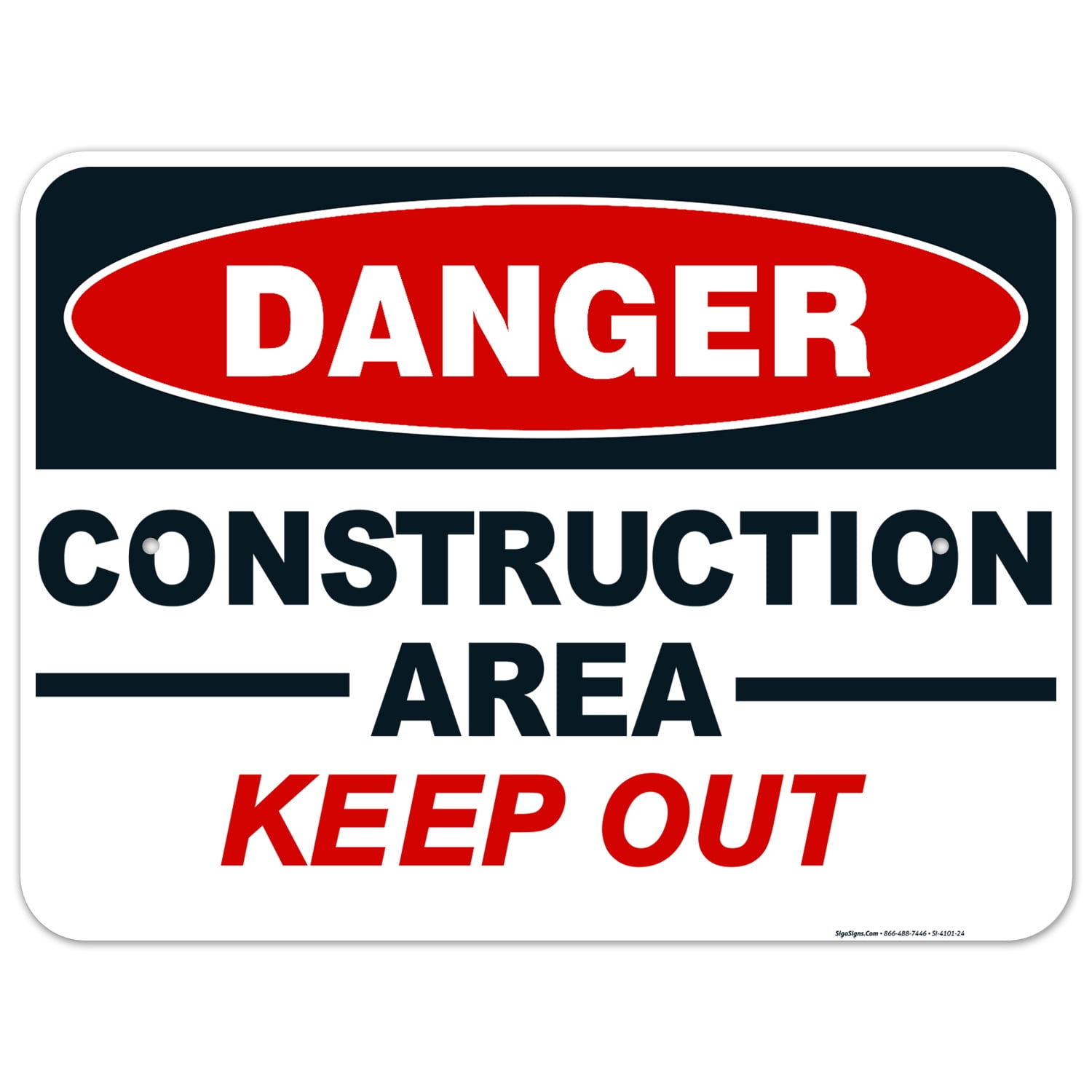Danger Construction Area Sign, Keep Out