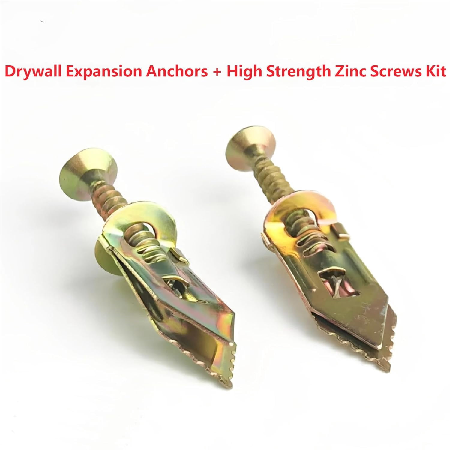 Drywall Expansion Anchors + High Strength Zinc Screws Kit (Pack of 100), Self Drilling Drywall Anchor, Quick-Install Wall Anchor Kits