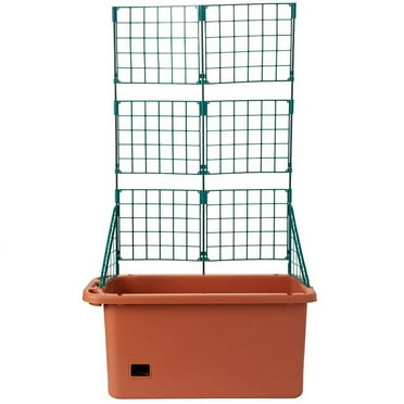 The Lakeside Collection Self Watering Vegetable Planter Box with Trellis on Wheels - Mobile Garden