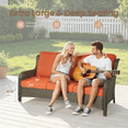 thumbnail image 3 of Odelio 7-Piece Outdoor Patio Conversation Set with 54" Fire Pit Table High Back Wicker Rattan Furniture Patio Sectional Sofa with Swivel Chairs, Orange Red, 3 of 11