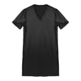 thumbnail image 3 of Alvivi Men Satin Nightgown V Neck Short Sleeve Sleepwear Solid Nightwear Black 4XL, 3 of 7