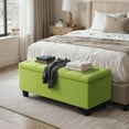 thumbnail image 5 of COCOKUN 43 Inches Storage Ottoman Bench, Upholstered Tufted End of Bed Storage Bench, Large Ottoman Foot Rest with Legs, Load up to 800 lb, for Living Room, Bedroom, Entryway, Green, 5 of 16