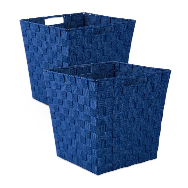 Set of 2 Navy Blue Trapezoid Storage Basket, 11"