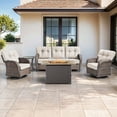 thumbnail image 2 of Bellefurn 5 Pieces Outdoor Patio Furniture Set with Fire Pit Table,Swivel Glider Chair,Sectional Sofas,PE Wicker Rattan Patio Conversation Sets for Porch Balcony Patio Deck, 2 of 12