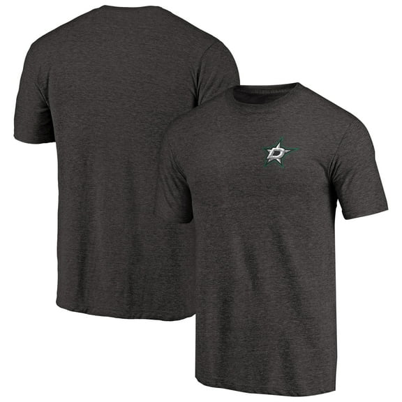 Men's Black Dallas Stars Primary Logo Left Chest Distressed Tri-Blend T-Shirt
