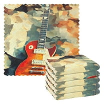 Fire Red Guitar Kitchen Cloth Dish Towels for Drying Washing Absorbent Dish Rags 6 Pack