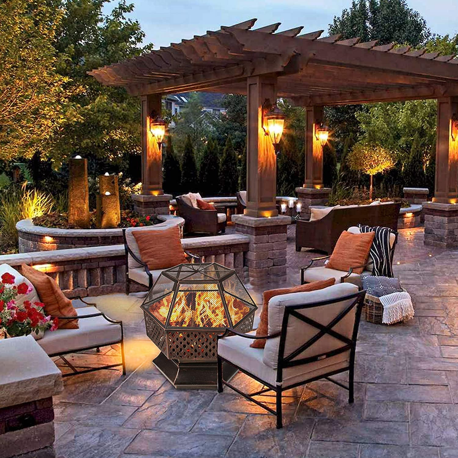 Multifunctional Fire Pit Bowl, 24.6'' Fireplace Heater Pit ...