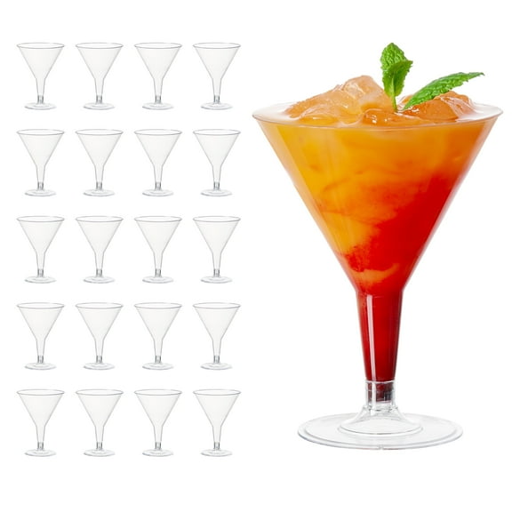 MATANA 48 Sturdy Clear Plastic Martini Glasses - 7 Oz Reusable Cocktail Glasses, Margarita Glasses for Wedding, Party & Banquet