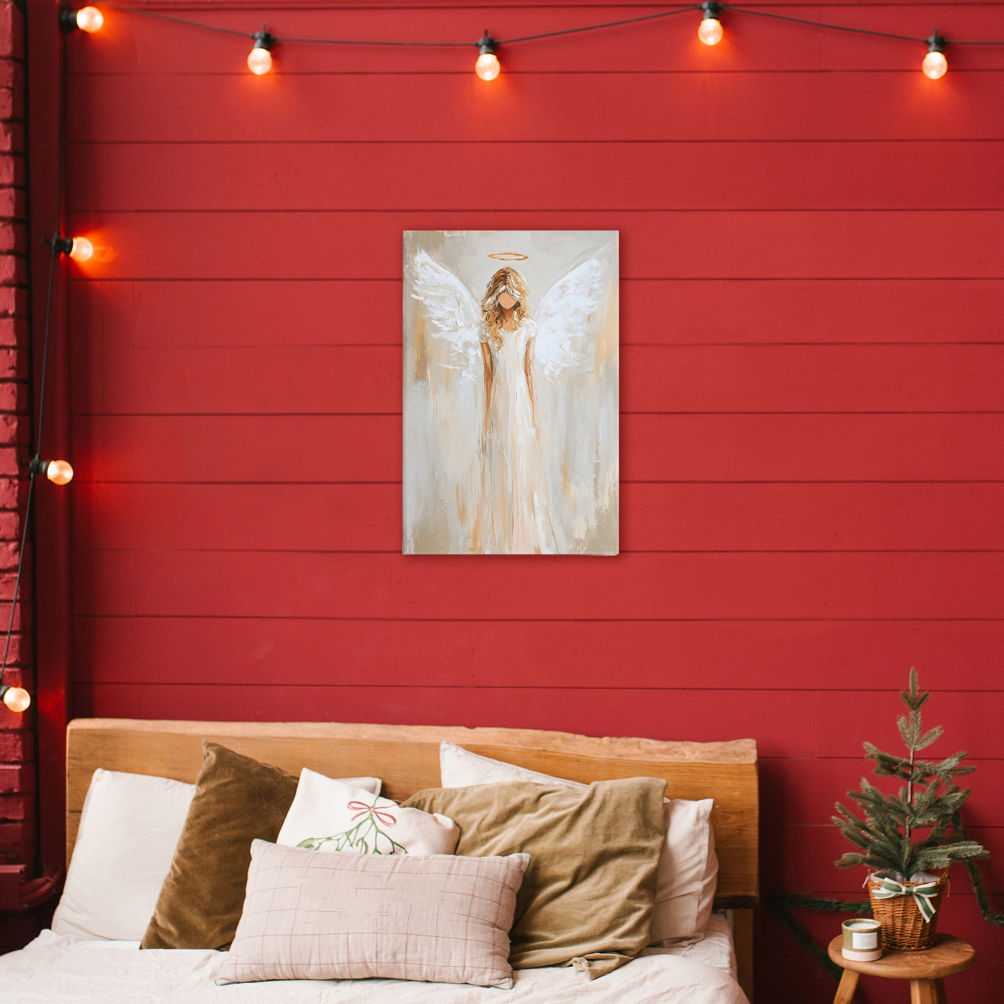 Divine White Robe Angel Canvas Wall Art, design by Petal Prints Design